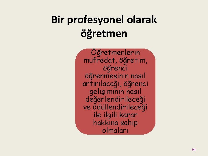 Bir profesyonel olarak öğretmen Öğretmenlerin müfredat, öğretim, öğrenci öğrenmesinin nasıl artırılacağı, öğrenci gelişiminin nasıl