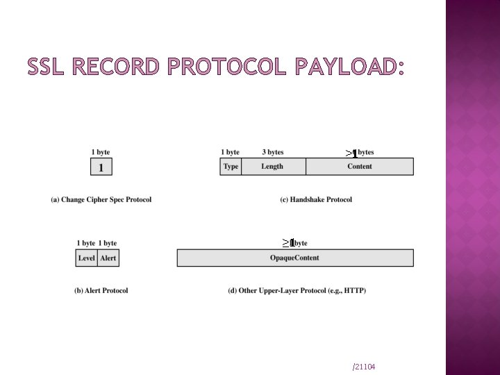 SSL RECORD PROTOCOL PAYLOAD: ≥ 1 /21104 