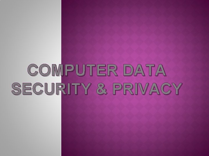 COMPUTER DATA SECURITY & PRIVACY 