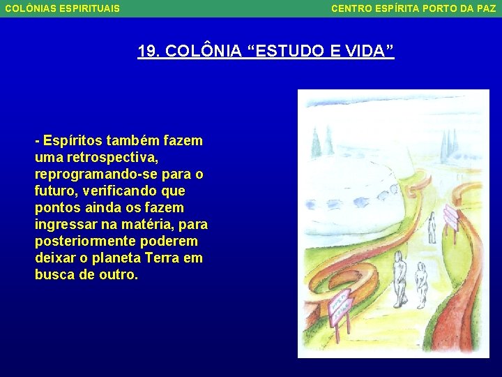 COLÔNIAS ESPIRITUAIS CENTRO ESPÍRITA PORTO DA PAZ 19. COLÔNIA “ESTUDO E VIDA” - Espíritos