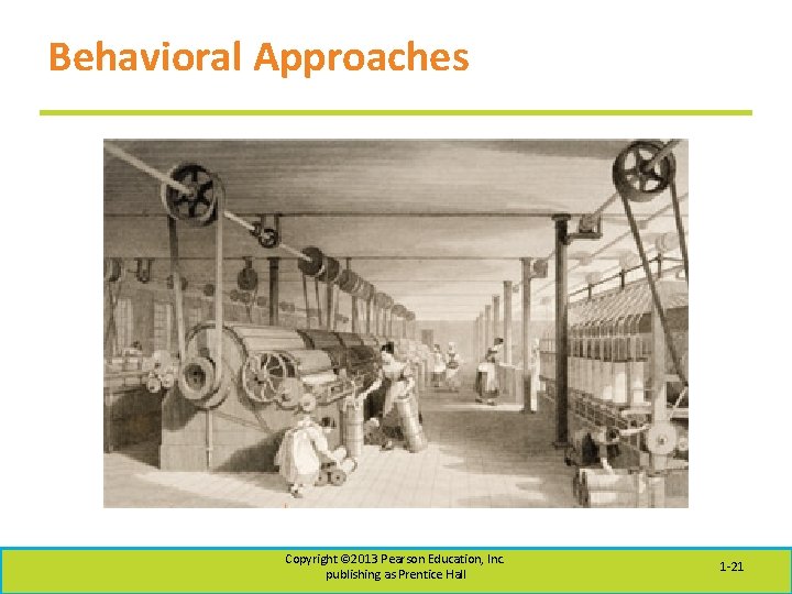Behavioral Approaches Copyright © 2013 Pearson Education, Inc. publishing as Prentice Hall 1 -21
