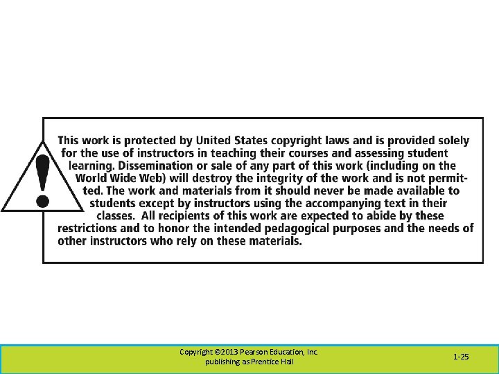 Copyright © 2013 Pearson Education, Inc. publishing as Prentice Hall 1 -25 