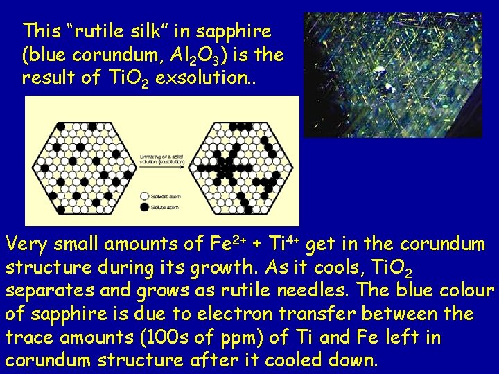 This “rutile silk” in sapphire (blue corundum, Al 2 O 3) is the result This “rutile silk” in sapphire (blue corundum, Al 2 O 3) is the result