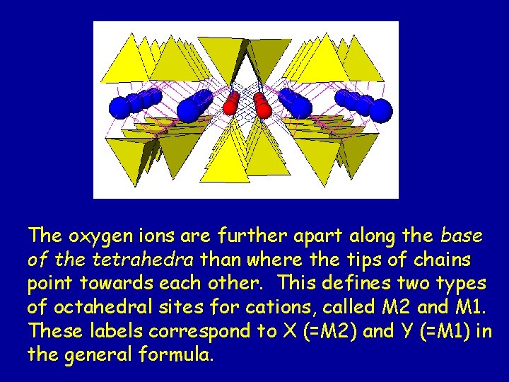 The oxygen ions are further apart along the base of the tetrahedra than where The oxygen ions are further apart along the base of the tetrahedra than where