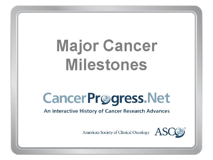 Major Cancer Milestones 