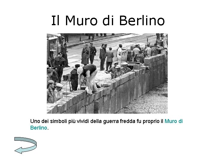 Il Muro di Berlino Uno dei simboli più vividi della guerra fredda fu proprio