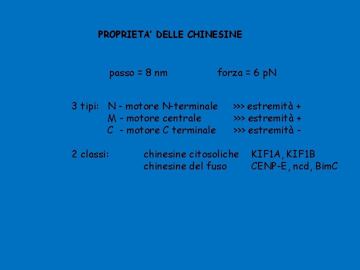 PROPRIETA’ DELLE CHINESINE passo = 8 nm forza = 6 p. N 3 tipi: