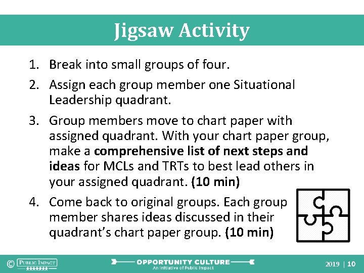 Jigsaw Activity 1. Break into small groups of four. 2. Assign each group member