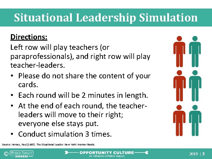 Situational Leadership Simulation Directions: Left row will play teachers (or paraprofessionals), and right row