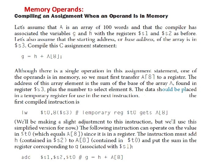 Memory Operands: 