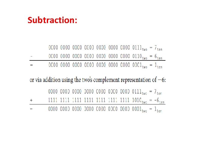 Subtraction: 