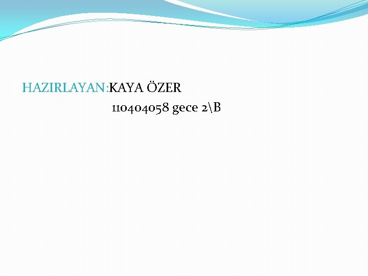 HAZIRLAYAN: KAYA ÖZER 110404058 gece 2B 