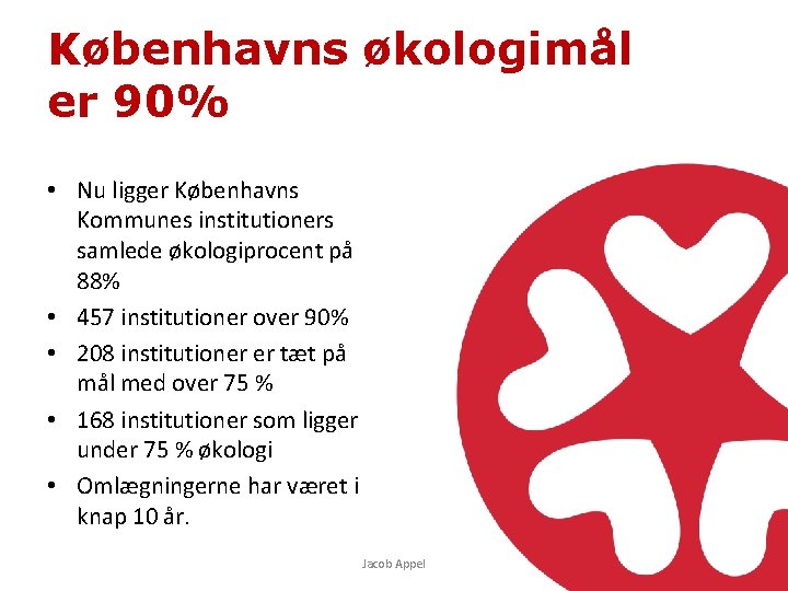 Københavns økologimål er 90% • Nu ligger Københavns Kommunes institutioners samlede økologiprocent på 88%