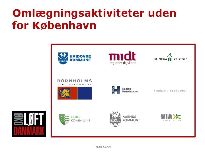 Omlægningsaktiviteter uden for København Jacob Appel 