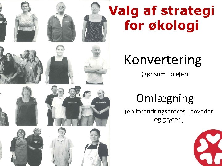 Valg af strategi for økologi Konvertering (gør som I plejer) Omlægning (en forandringsproces i