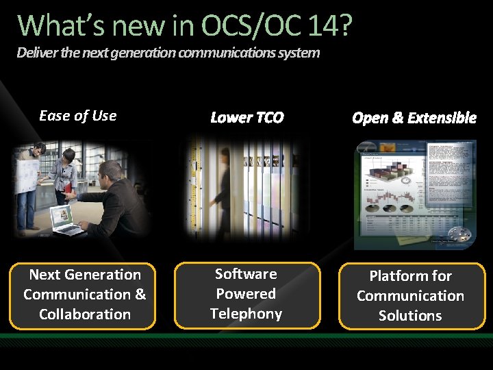 What’s new in OCS/OC 14? Deliver the next generation communications system Ease of Use What’s new in OCS/OC 14? Deliver the next generation communications system Ease of Use