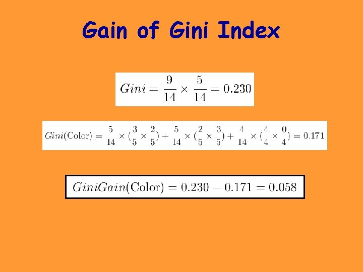 Gain of Gini Index Gain of Gini Index
