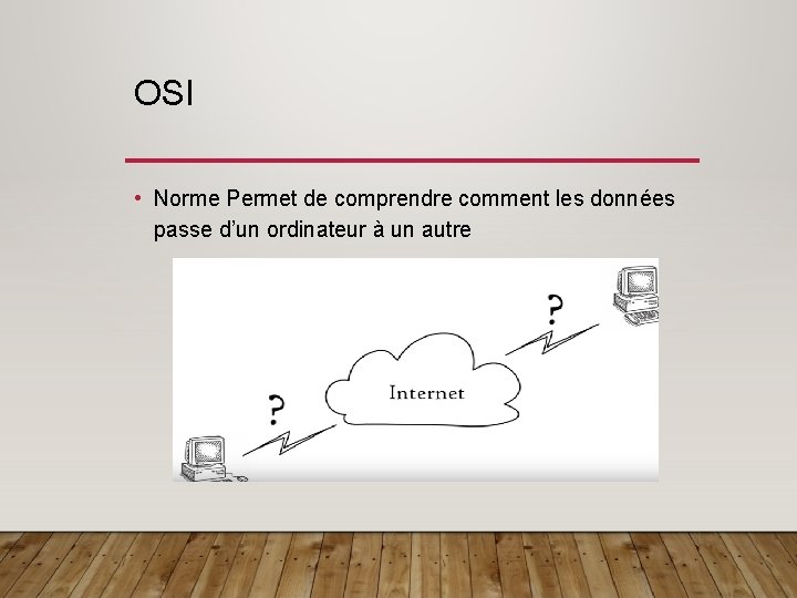 OSI • Norme Permet de comprendre comment les données passe d’un ordinateur à un