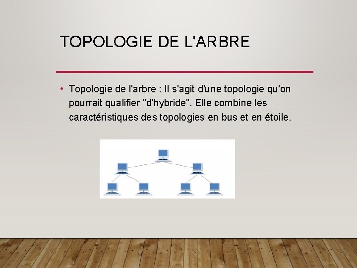 TOPOLOGIE DE L'ARBRE • Topologie de l'arbre : Il s'agit d'une topologie qu'on pourrait