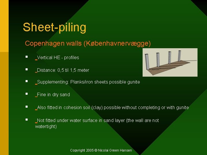 Sheet-piling Copenhagen walls (Københavnervægge) § Vertical HE - profiles § Distance: 0, 5 til
