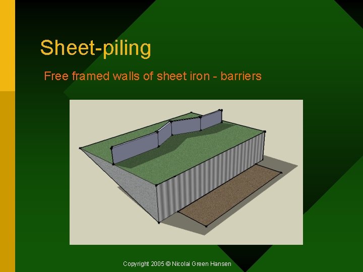 Sheet-piling Free framed walls of sheet iron - barriers Copyright 2005 © Nicolai Green