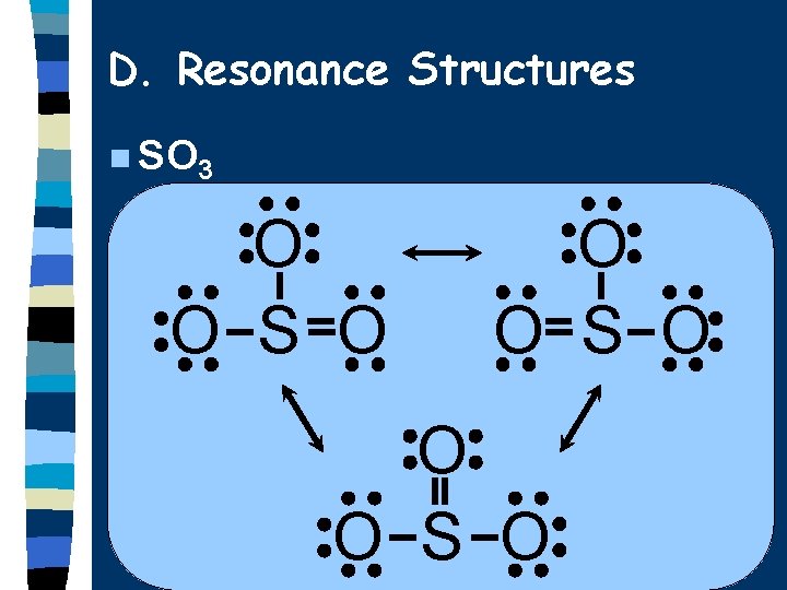 D. Resonance Structures n SO 3 O O S O 
