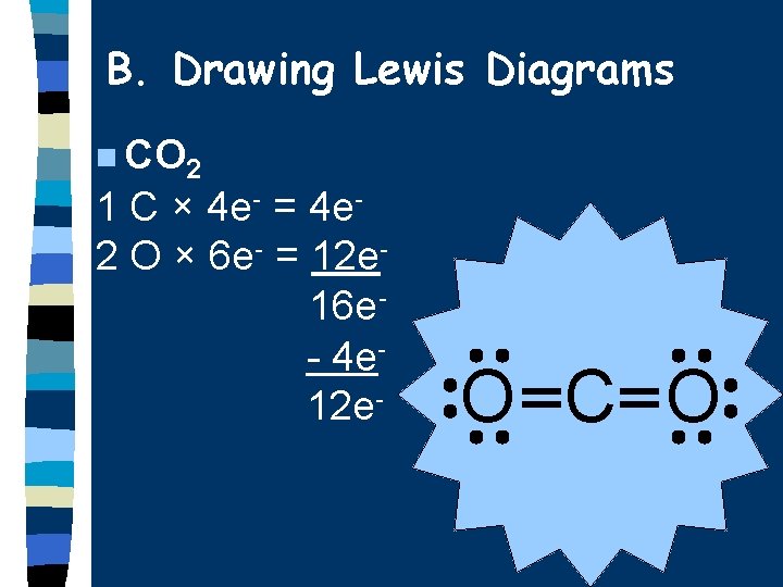 B. Drawing Lewis Diagrams n CO 2 1 C × 4 e- = 4