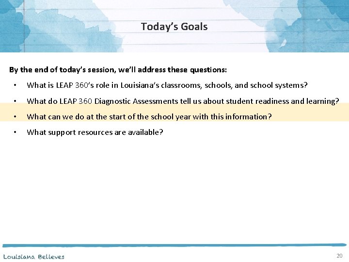 Today’s Goals By the end of today’s session, we’ll address these questions: • What