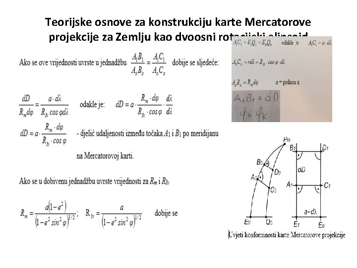 Teorijske osnove za konstrukciju karte Mercatorove projekcije za Zemlju kao dvoosni rotacijski elipsoid 