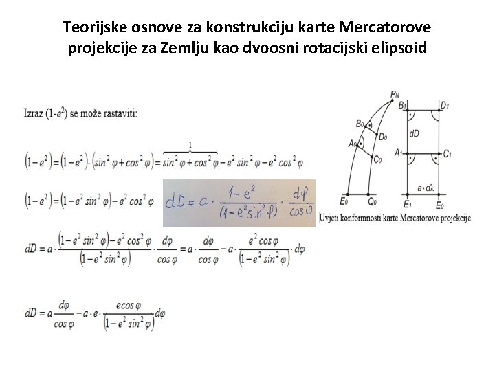 Teorijske osnove za konstrukciju karte Mercatorove projekcije za Zemlju kao dvoosni rotacijski elipsoid 