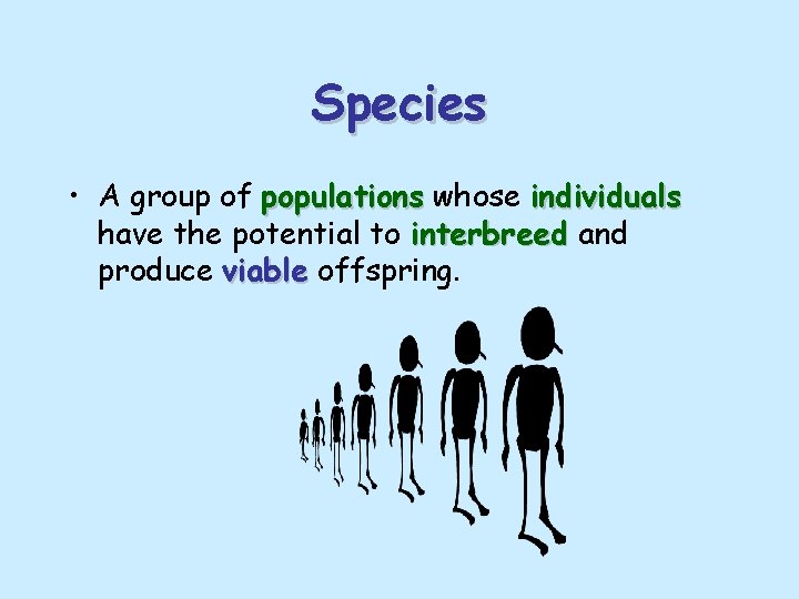 Species • A group of populations whose individuals have the potential to interbreed and