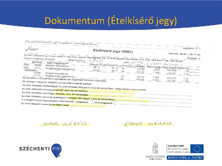 Dokumentum (Ételkísérő jegy) 