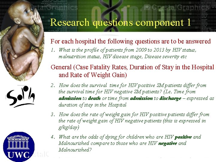 Research questions component 1 For each hospital the following questions are to be answered