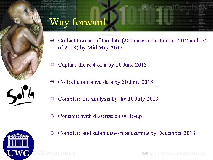 Way forward Collect the rest of the data (280 cases admitted in 2012 and