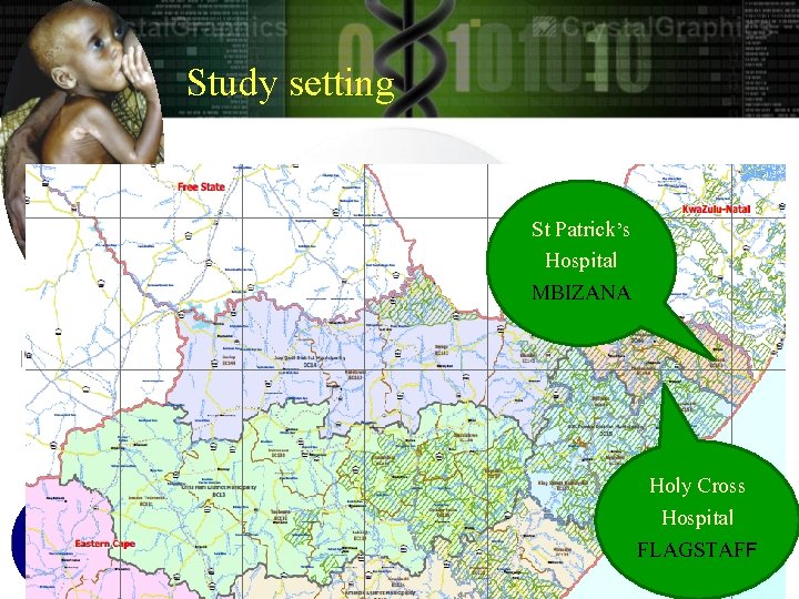 Study setting St Patrick’s Hospital MBIZANA Holy Cross Hospital FLAGSTAFF 