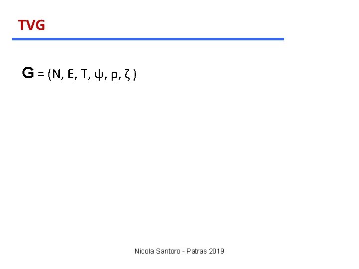 TVG G = (N, E, T, ψ, ρ, ζ ) Nicola Santoro - Patras