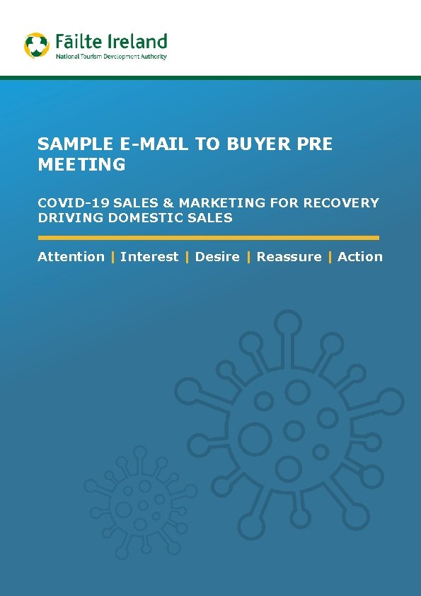 SAMPLE E-MAIL TO BUYER PRE MEETING COVID-19 SALES & MARKETING FOR RECOVERY DRIVING DOMESTIC