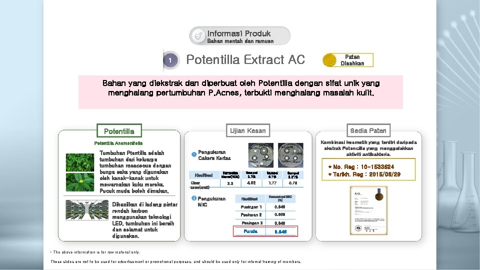 Informasi Produk Bahan mentah dan ramuan Potentilla Extract AC Paten Disahkan Bahan yang diekstrak