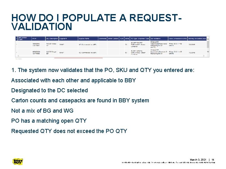 HOW DO I POPULATE A REQUESTVALIDATION 1. The system now validates that the PO, HOW DO I POPULATE A REQUESTVALIDATION 1. The system now validates that the PO,