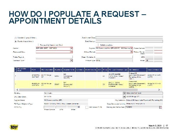HOW DO I POPULATE A REQUEST – APPOINTMENT DETAILS March 3, 2021 | 17 HOW DO I POPULATE A REQUEST – APPOINTMENT DETAILS March 3, 2021 | 17