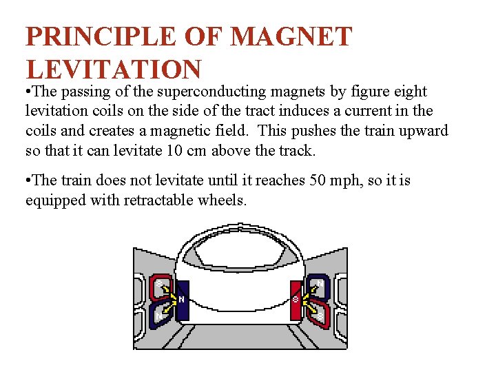 PRINCIPLE OF MAGNET LEVITATION • The passing of the superconducting magnets by figure eight