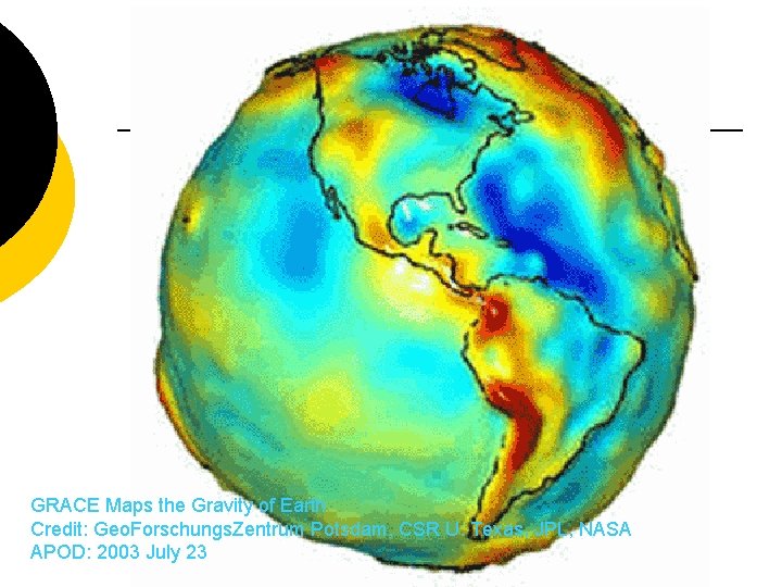 GRACE Maps the Gravity of Earth Credit: Geo. Forschungs. Zentrum Potsdam, CSR U. Texas,