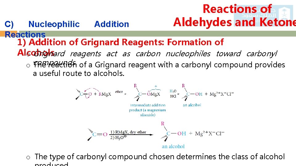 Reactions of Aldehydes and Ketone C) Nucleophilic Addition 19 Reactions 1) Addition of Grignard