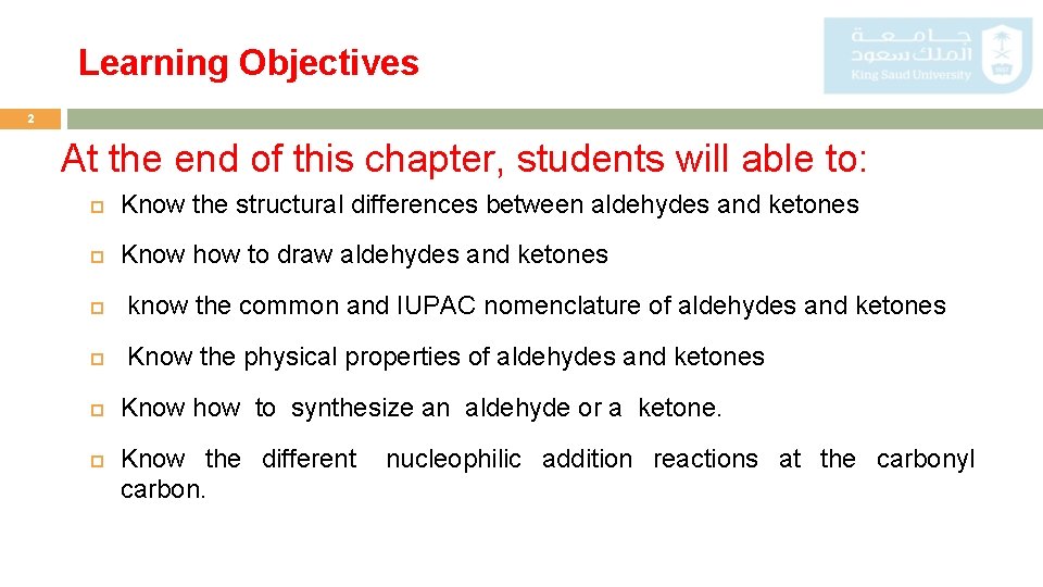 Learning Objectives 2 At the end of this chapter, students will able to: Know