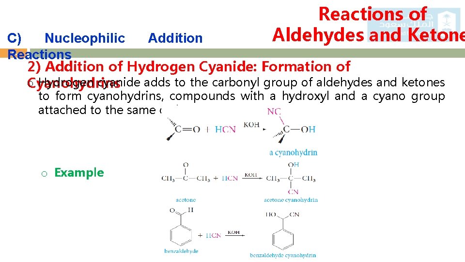 Reactions of Aldehydes and Ketone C) Nucleophilic Addition 21 Reactions 2) Addition of Hydrogen