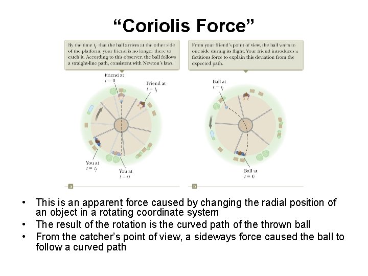 “Coriolis Force” • This is an apparent force caused by changing the radial position
