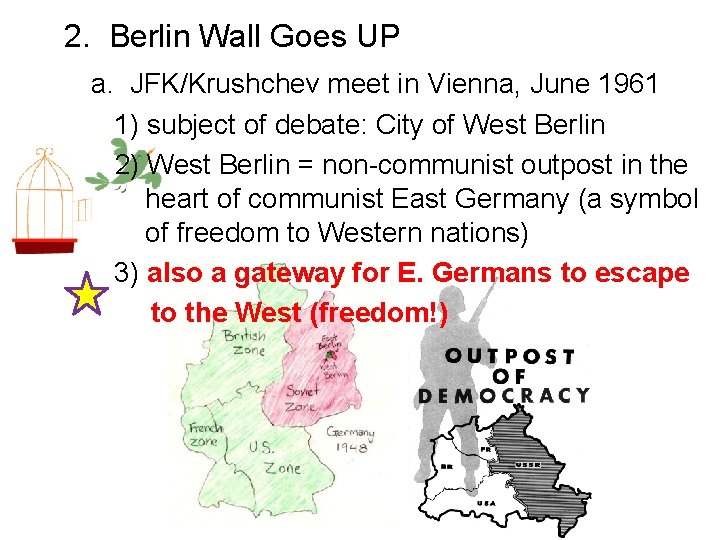 2. Berlin Wall Goes UP a. JFK/Krushchev meet in Vienna, June 1961 1) subject