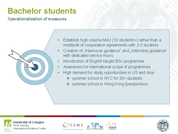 Bachelor students Operationalization of measures • • • University of Cologne Wi. So Faculty