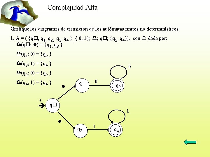 Complejidad Alta Grafique los diagramas de transición de los autómatas finitos no determinísticos 1.