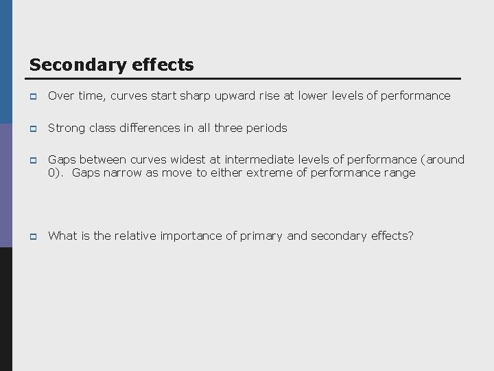 Secondary effects p Over time, curves start sharp upward rise at lower levels of